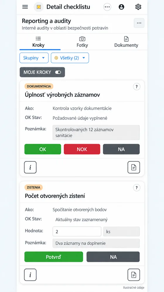 Kontrola úplnosti výrobných záznamov v mobilnej aplikácii